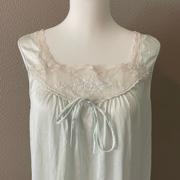 Elegant Light Teal Lace Trim Slip Dress - Picture 5 of 7
